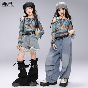爵士舞女童服装 子少儿潮酷时髦女团表演 元 旦儿童演出服jazz上衣裤
