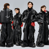 少儿hiphop演出服元 儿童街舞潮服嘻哈炸街个性 酷帅男童夹克套装 旦