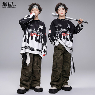儿童街舞服装男童潮服上衣裤子套装少儿hiphop元旦演出服女孩秋冬
