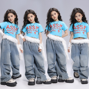 女童爵士舞服装少儿jazz多巴胺韩版上衣女孩街舞六一儿童演出服潮