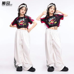 女童爵士舞服夏季韩版练功工装裤嘻哈街舞潮服套装jazz走秀演出服