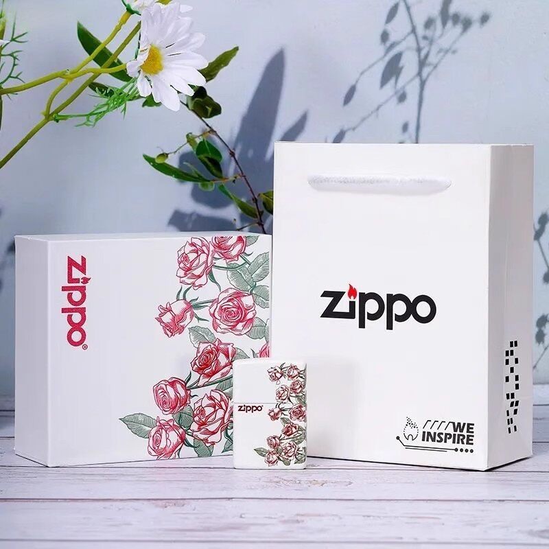 Zippo打火机正品热恋玫瑰 玫瑰予你正版防风煤油情人节送男友礼物