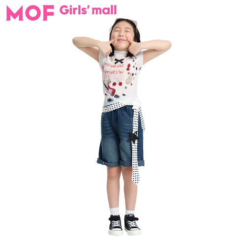 MOF少女百货 褶皱衫 乐队猫童趣涂鸦T恤儿童款轻薄透气褶皱上衣