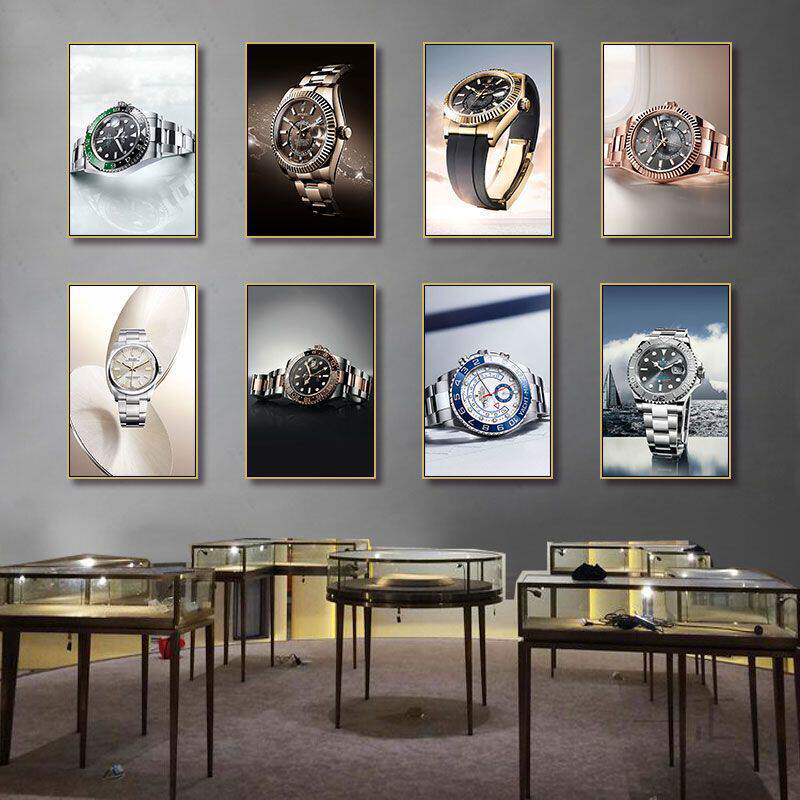 劳力士手表装饰画大牌奢侈品钟表行rolex挂画名表专柜店墙面壁画