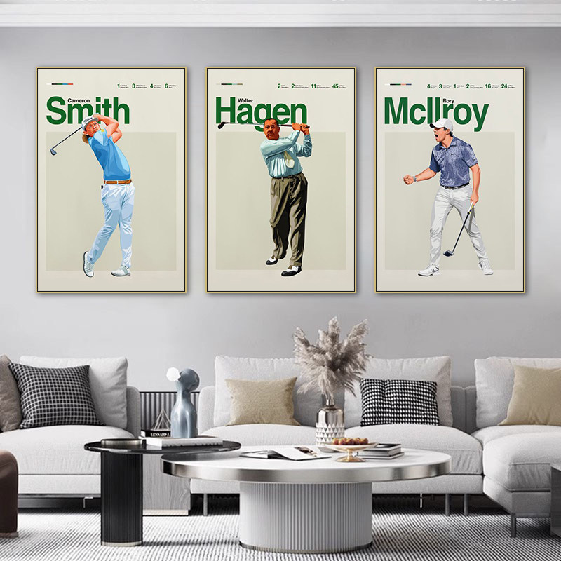 高尔夫球明星装饰画球场俱乐部老虎伍兹golf挂画办公室壁画