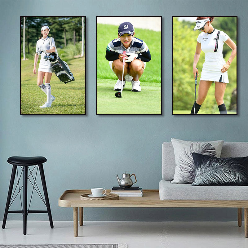 高尔夫球装饰画球场golf俱乐部休息室挂画户外运动美女壁画