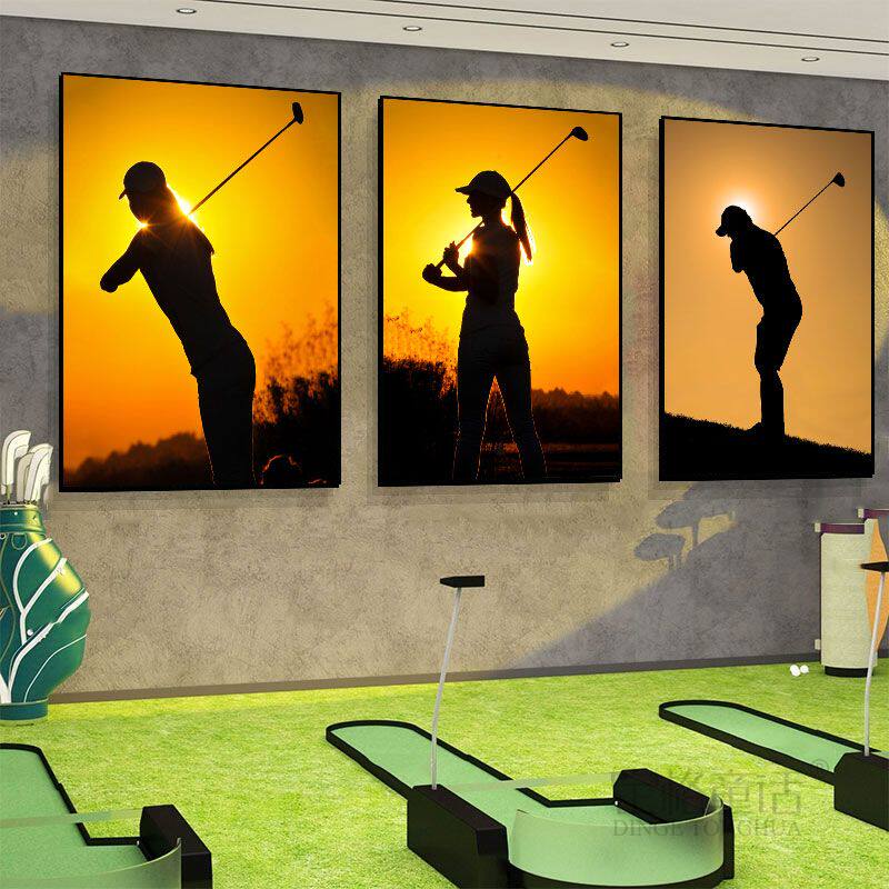 高尔夫球挂画GOLF夕阳光影氛围感装饰画体育馆休闲会所休息室壁画