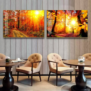 秋日枫叶装饰画酒店民宿客厅餐厅挂画办公室红树林鸿运当头壁画