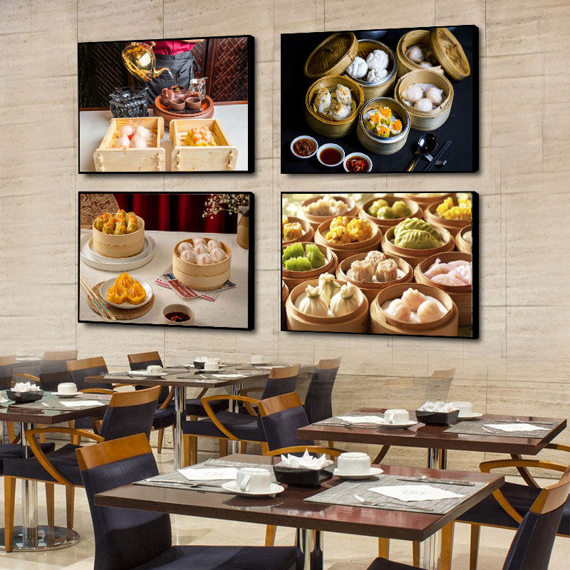 广东粤式点心装饰画酒楼早餐店挂画香港早茶糕点烧麦点心壁画