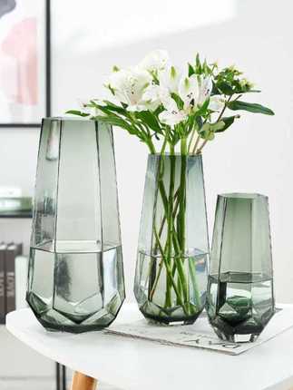 定制百合花专用小花瓶高级感大口径宽口高端干花玫瑰花养花玻璃瓶