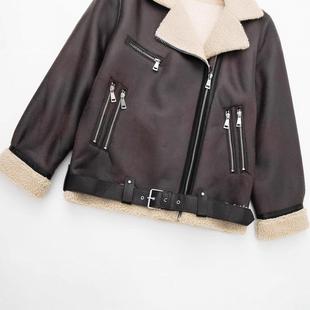 motorcycle loose warm Leather velvet fur plus thick and