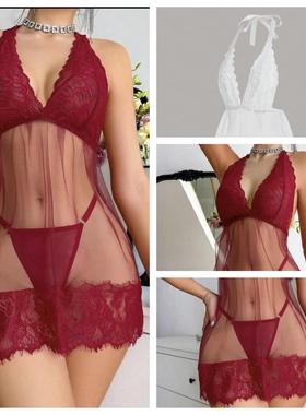 lace day patchwork slips sexy mesh lace thong babydoll with