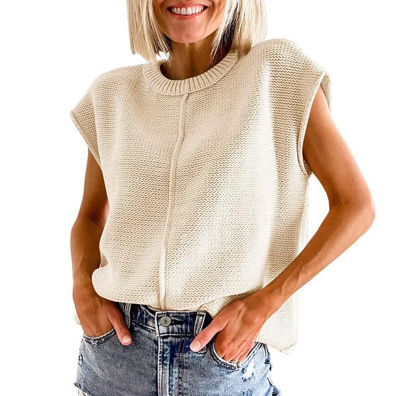 women sleeveless knitted knitted for casual color vest