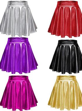 skirts pleated women skort mini line pleated flared shiny