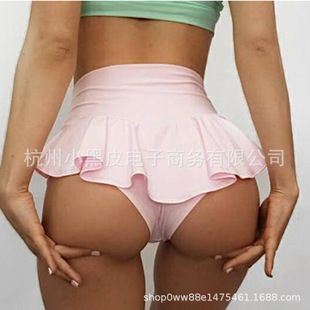 High Yoga Sports Pants Casual Waist Womens Ruffled Shorts