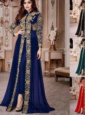 djellaba marocaine two piece dress chiffon print belted