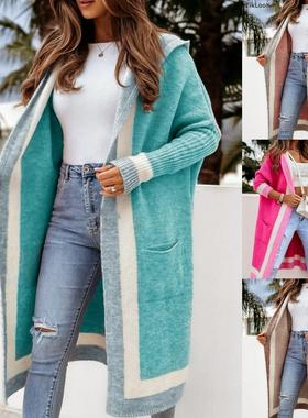 outerwears lady autumn cardigans female long pockets