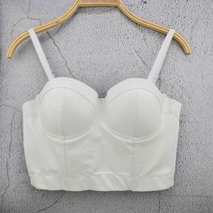 sexy solid chest womens color vest wrap Leather
