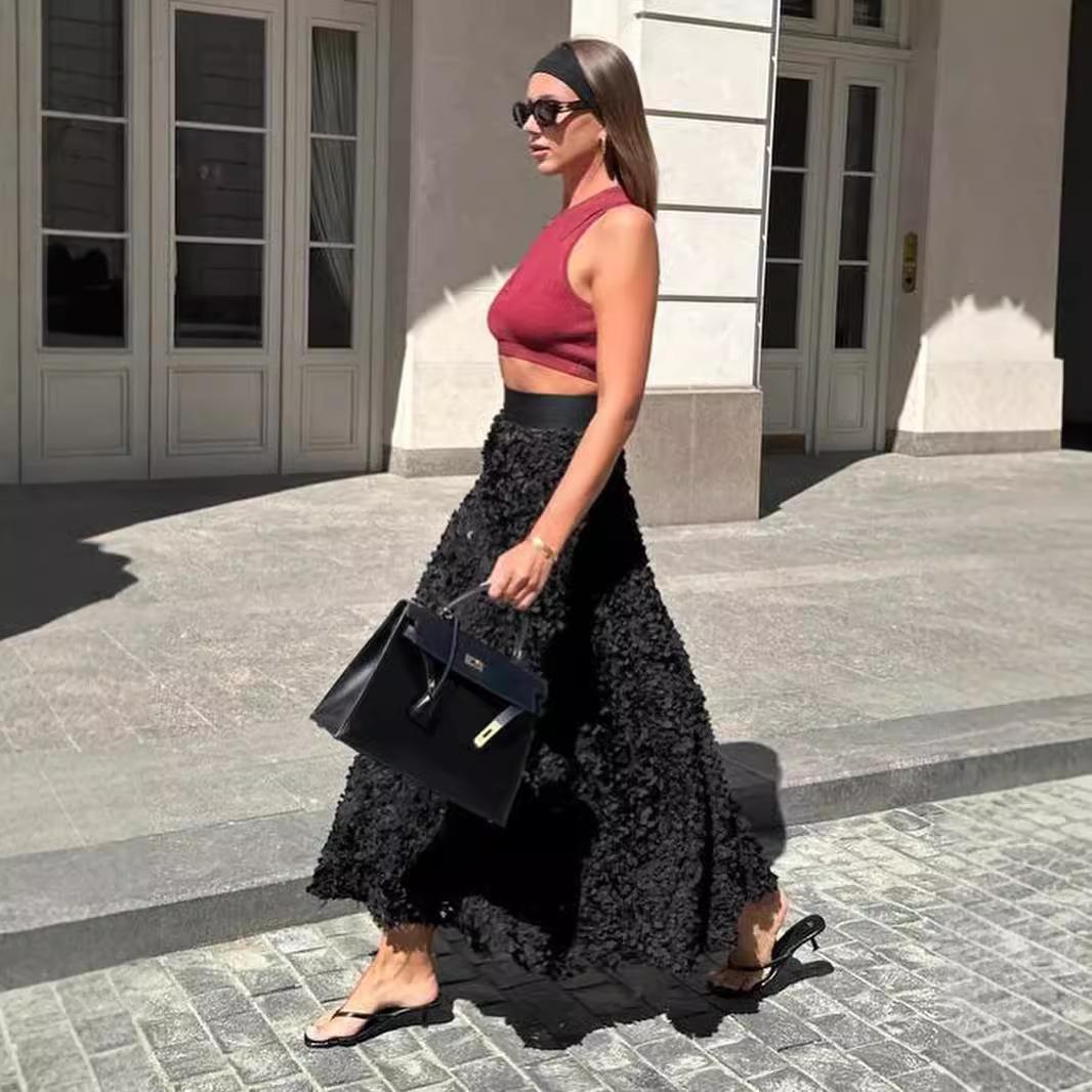 Evening dress skirt women's petal long dinner lady skirt