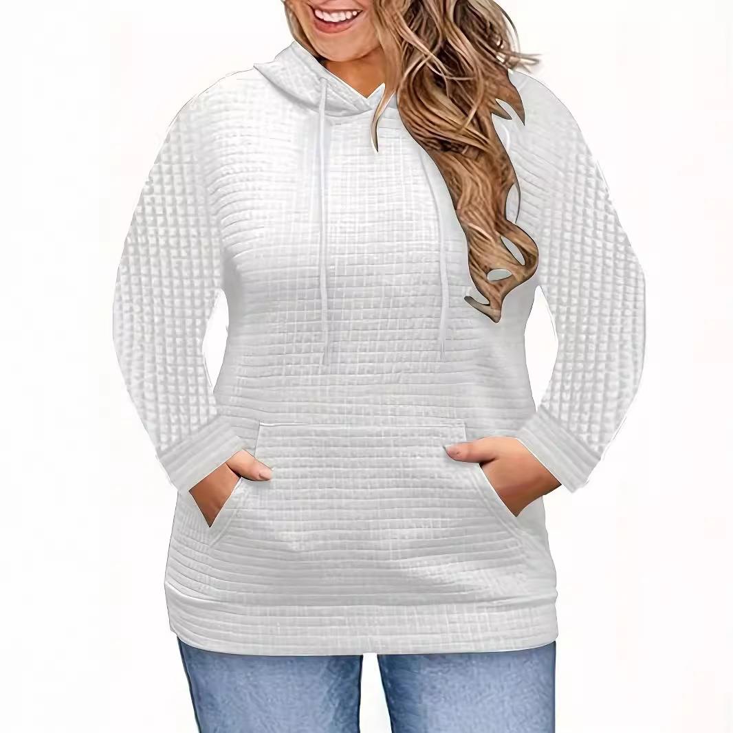 Top Loose Pocket Color Solid Fashion Sweatshirt Fleece