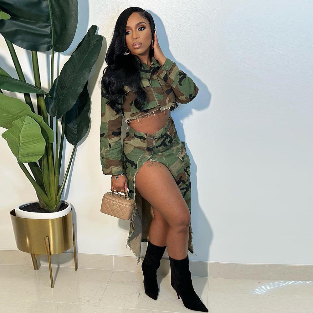 Camouflage elastic waist personalized camouflage washed