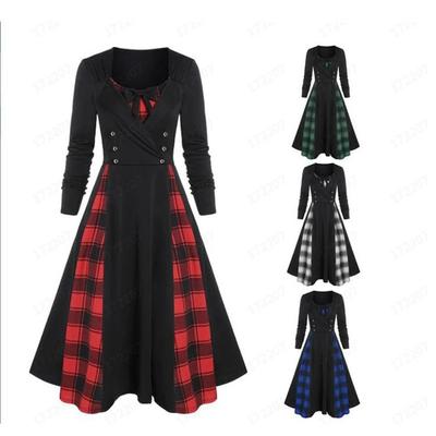 court panel dress vintage dress velvet neck square line