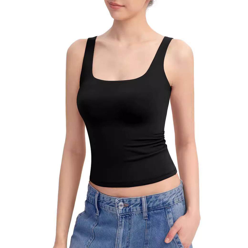 vest for tops workout wide shoulder tops fit slim with neck
