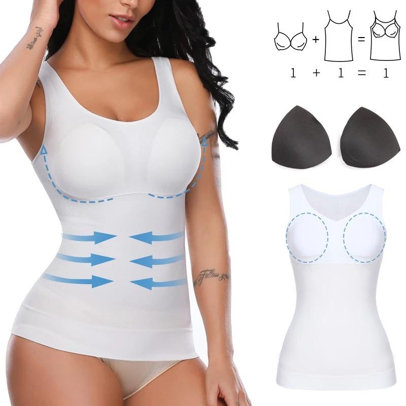 Body shaping vest without underwire with chest pad and