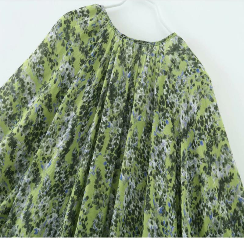women floral green real yellow clothes neck dress