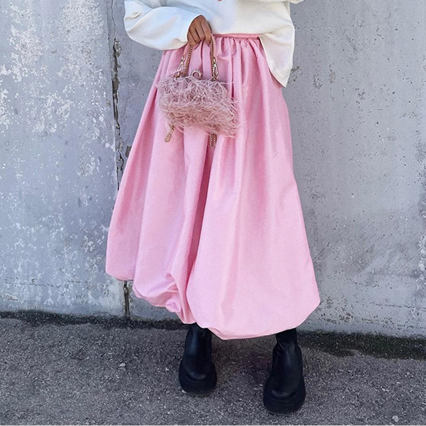 female temperament Fashion skirt skirt satin balloon womens