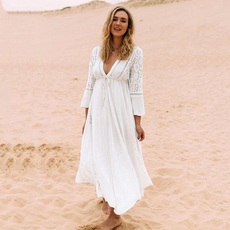 Swimsuit Bikini Dress Maxi Holiday Up Cover Beach Patched