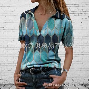 shirts sleeved short ladies lapel tops