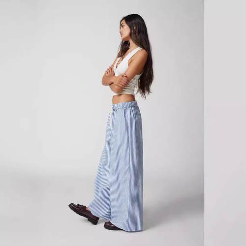 vintage women girls striped plaid pajamas pants wide leg