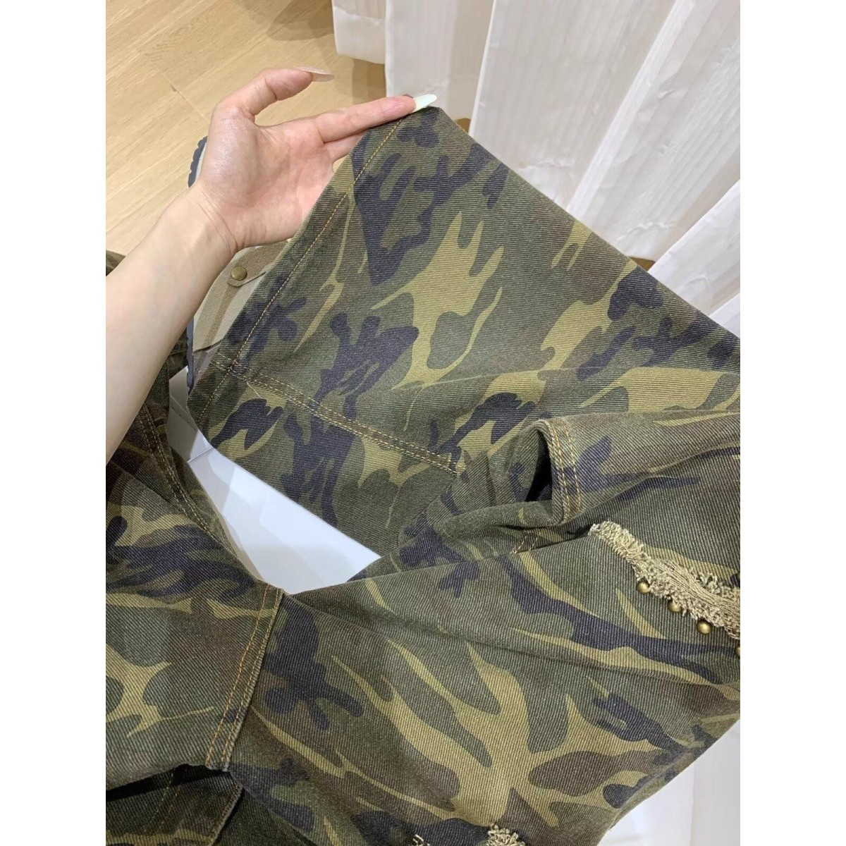 美式复古迷彩破洞牛仔裤女春秋2025年新款设计感宽松直筒阔腿裤子,女装/女士精品,牛仔裤,淘宝优惠券,粉丝福利购,淘宝优惠卷