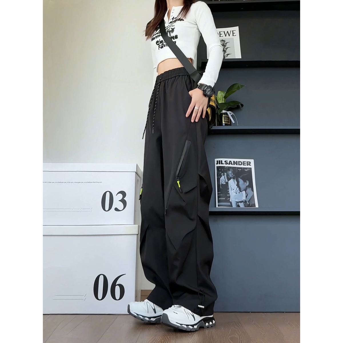 2025年秋冬季新款防水工装冲锋裤男女侧拉链设计感美式裤子直筒户