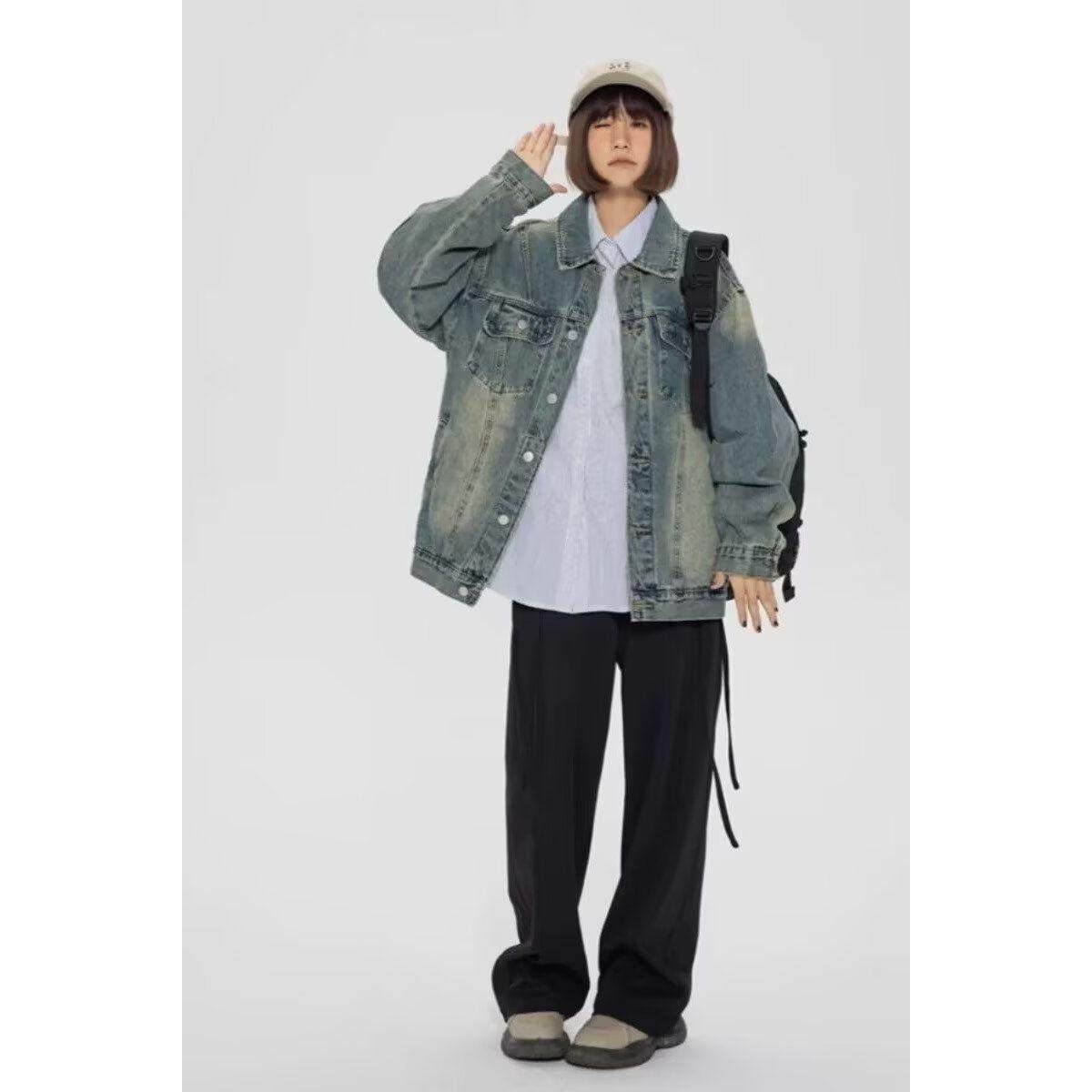 F2024秋冬季美式复古水洗翻领牛仔夹克男潮牌宽松休闲工装外套,女装/女士精品,短外套,淘宝优惠券,粉丝福利购,淘宝优惠卷