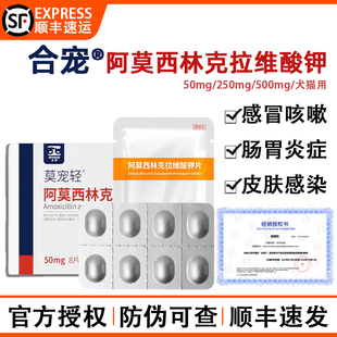 合宠莫宠轻阿莫西林克拉维酸钾宠物狗猫鼻支肠胃感冒皮肤病消炎药