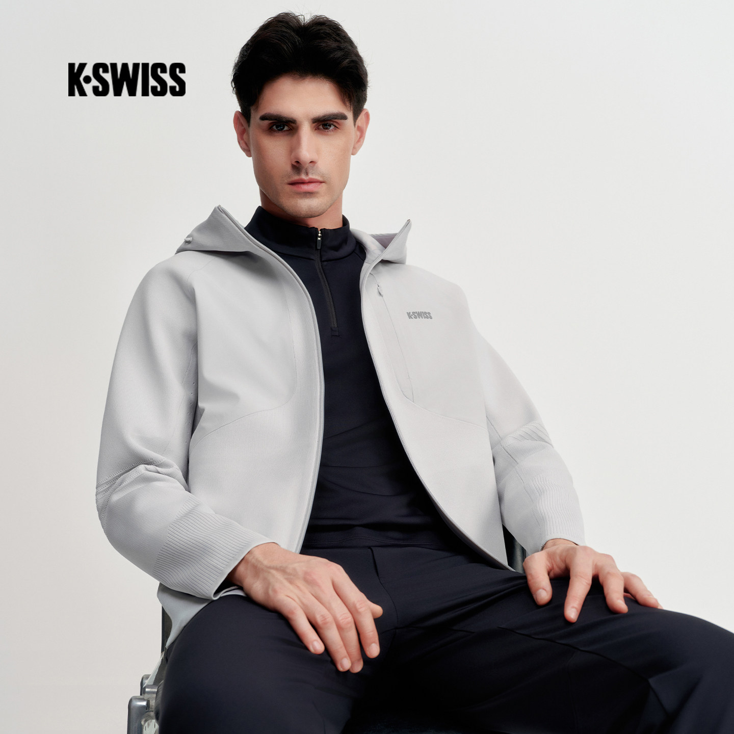 KSWISS盖世威外套男 26春季新款时尚百搭运动连帽针织上衣1013205