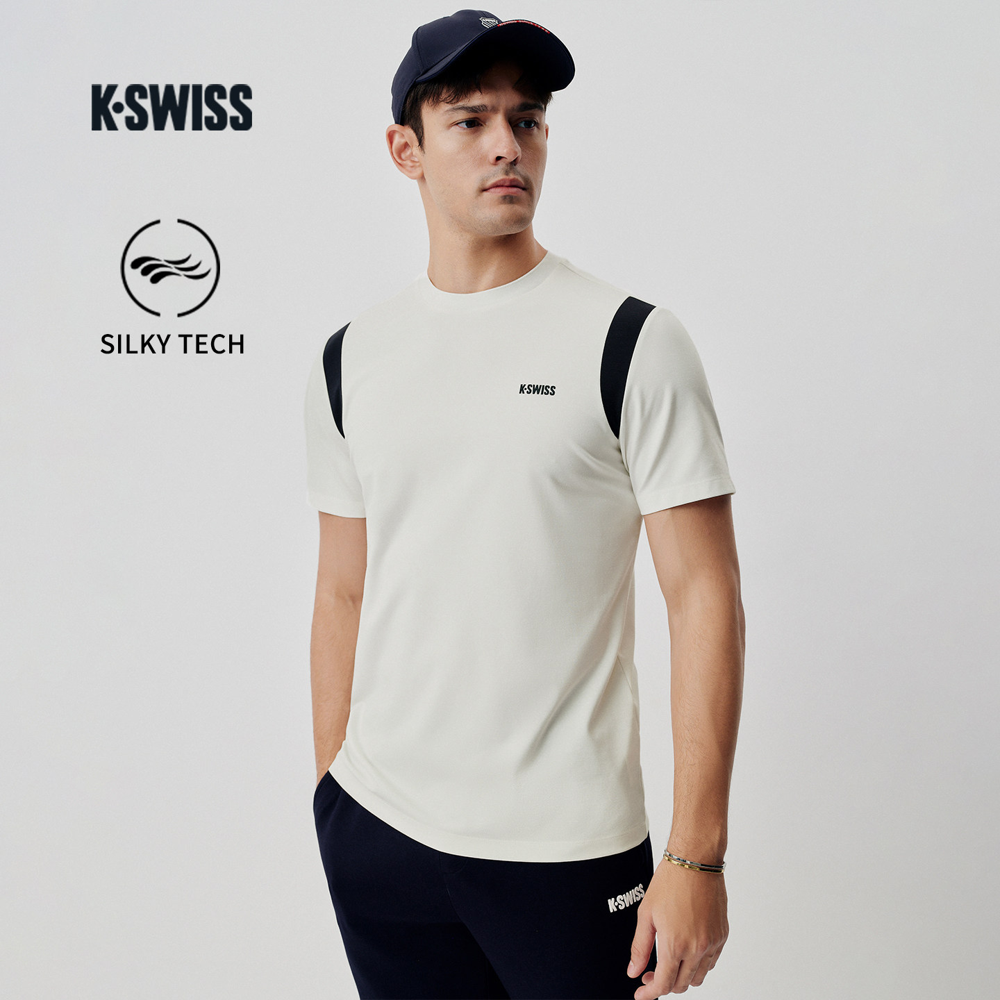KSWISS盖世威T恤男 新款休闲时尚潮流微弹亲肤短袖上衣1012054