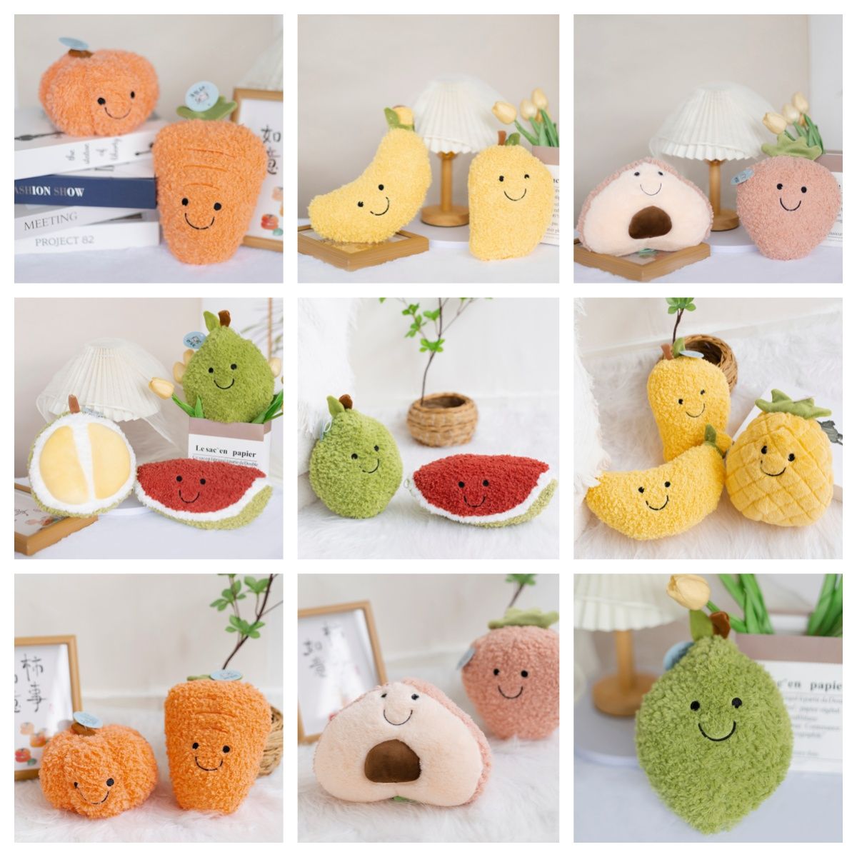 榴莲西瓜可爱毛绒公仔七夕礼物