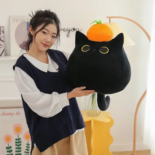 黑猫超萌毛绒抱枕公仔女生礼物