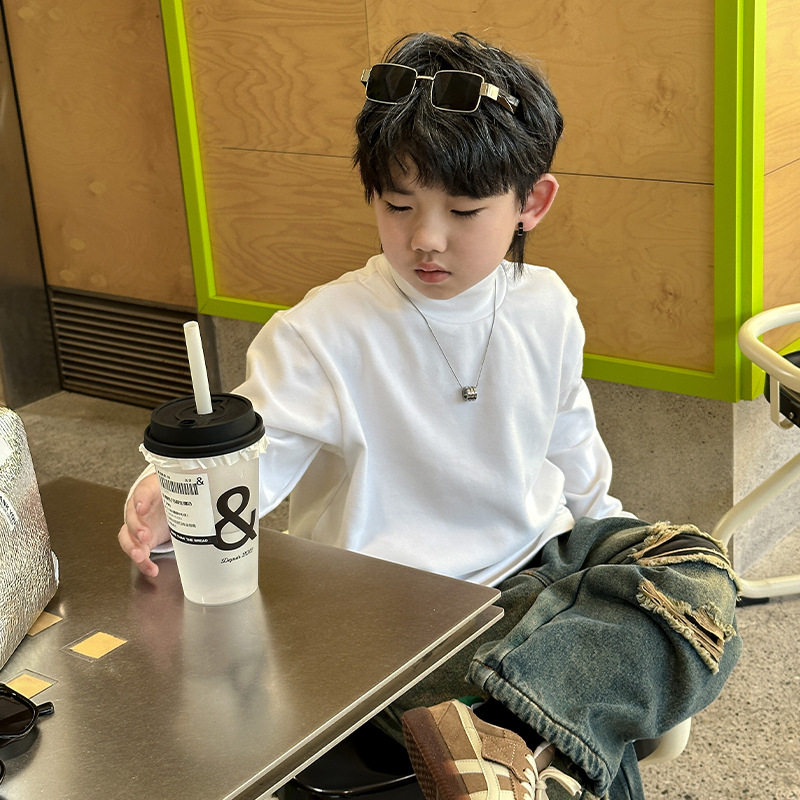 男童长袖T恤加厚白色打底衫冬季儿童德绒保暖高领上衣秋冬百搭潮,童装/婴儿装/亲子装,T恤,淘宝优惠券,粉丝福利购,淘宝优惠卷