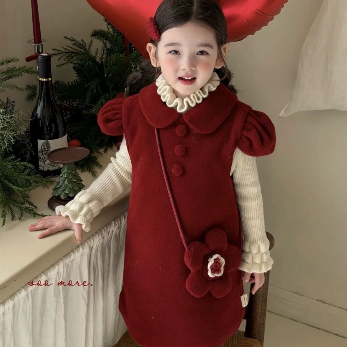 女童加厚拜年裙冬季中国风小香风宝宝保暖连衣裙儿童裙子婴儿冬装