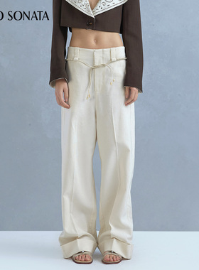 Cello Sonata25春夏新款 人丝绵阔腿低腰长裤宽松日常百搭休闲裤