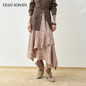 设计腰果花双层不规则裙摆毛边半身裙 Sonata 新款 25秋 Cello
