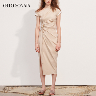 斜肩不规则连衣裙 春夏新品 Cello Sonata