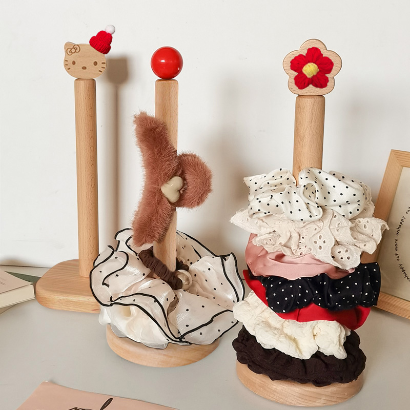 实木大肠发圈收纳神器头绳皮筋发箍挂钩鲨鱼夹饰品置物架展示架子