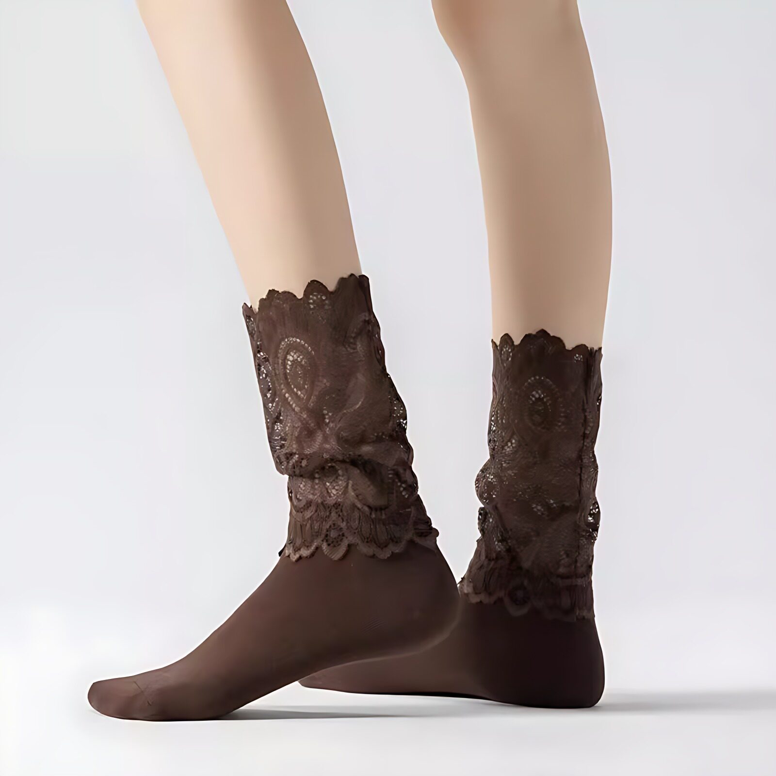 袜子女款棉中筒袜春秋季新款黑色长筒袜蕾丝花边堆堆袜白色jk袜