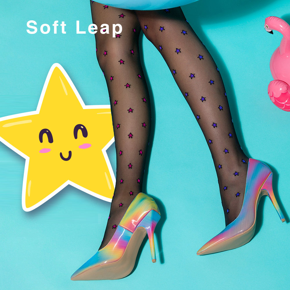 春夏秋季女款超薄性感黑色连裤袜星星波点美腿丝滑透明打底黑丝袜