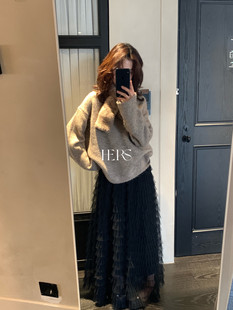 韩系日常经典 不过时纯色毛衣 百搭休闲通勤圆领保暖毛衣